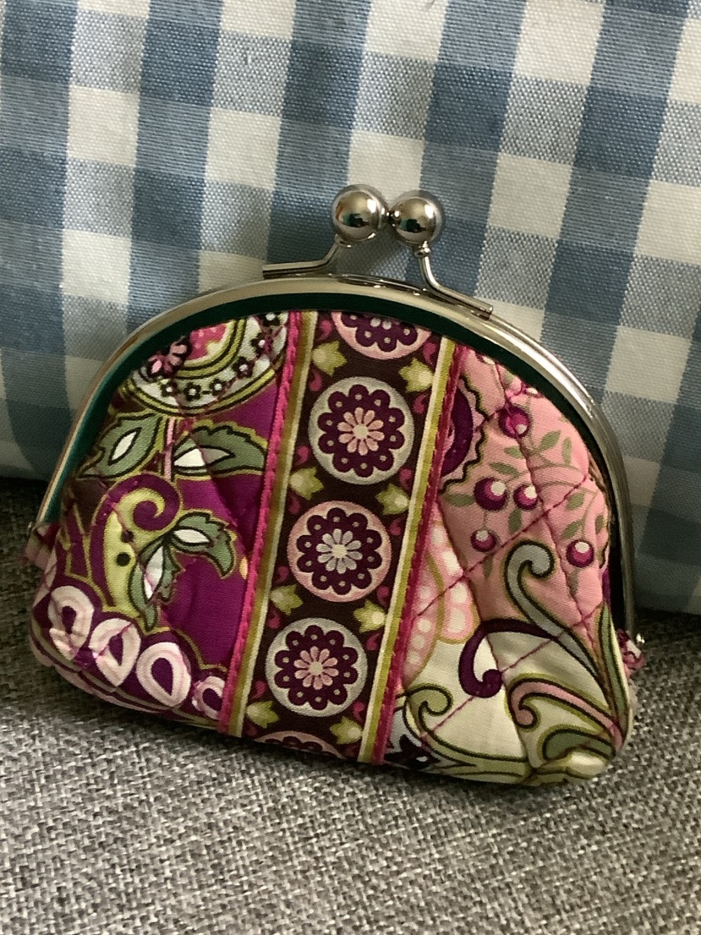 Vera Bradley Floral Patchwork Quilted Coin Purse in Pink & Purple
